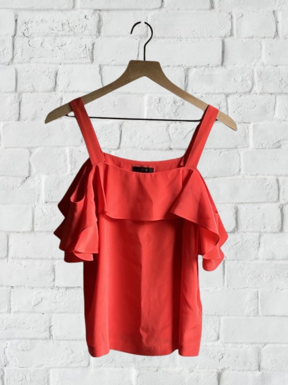 J.Crew 100% Silk Cold Shoulder Top - Red Coral - Size 8